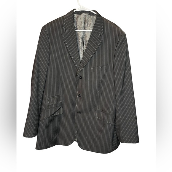 Steve Harvey Collection Men’s Pinstripe Blazer 46R/40R, Black, Classic Fit - Picture 1 of 14